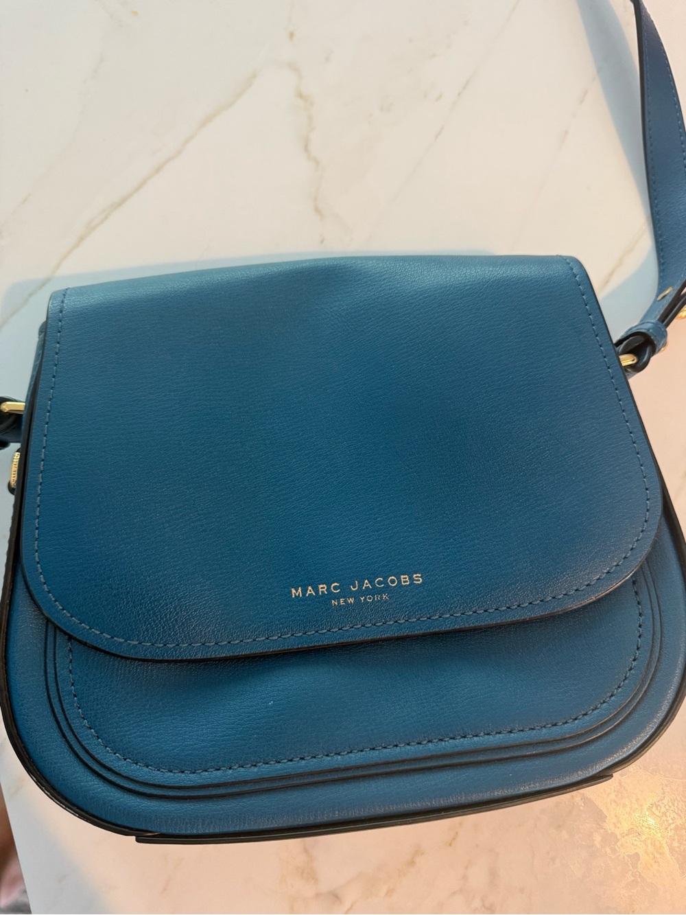 Marc Jacobs Teal Leather Crossbody Saddle Bag
